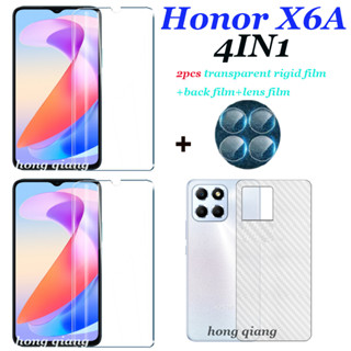 (4IN1) ฟิล์มกระจกนิรภัยใส 2 หน้าจอ ฟิล์มด้านหลัง ฟิล์มเลนส์ สําหรับ Honor X6A Honor X7A Honor X8A Honor X6 Honor X8