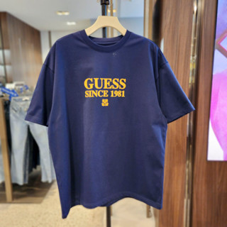 Guess ใหม่ เสื้อยืดคอกลม แขนสั้น ผ้าฝ้าย พิมพ์ลาย แฟชั่นสําหรับผู้ชาย และผู้หญิง