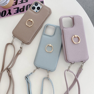 เคสโทรศัพท์หนัง แบบฝาพับ พร้อมช่องใส่บัตร และสายคล้องไหล่ ปรับได้ สําหรับ iPhone 14 13 12 11 Pro Max 14 Plus X XS Max XR 7 8 Plus Mini