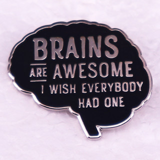 เข็มกลัด ผ้ายีน ลาย brains Is awesome i wish everybody Have one badge สําหรับตกแต่งเสื้อผ้า แจ็กเก็ตยีนส์