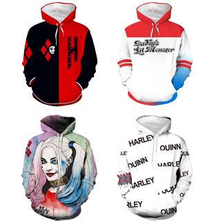 เสื้อแจ็กเก็ตคอสเพลย์ Harley Quinn 3D แบบสวมหัว