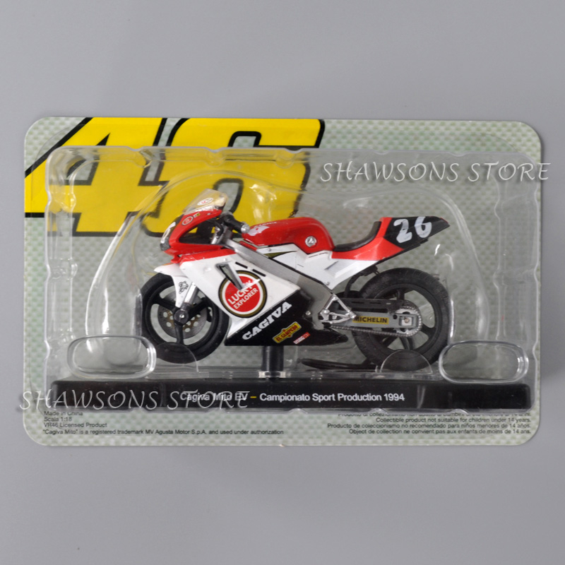 1:18 Scale Diecast Motorcycle Model Toy Cagiva Mito EV Rossi 46 Miniature Replica