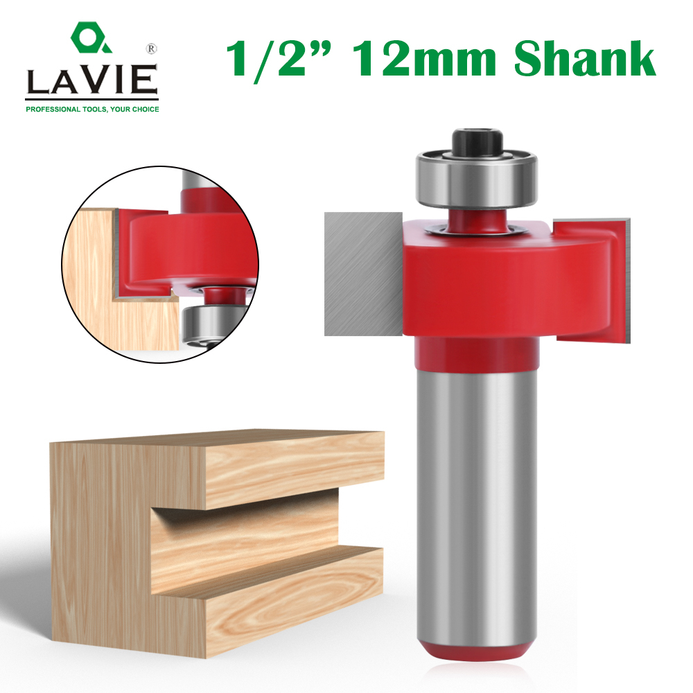 LAVIE 1 PC 12 มม.Shank 1/2 T-Sloting Router Bit แบริ่งสล็อต Milling เครื่องตัด T ประเภท Rabbeting Woodwork เครื่องมือสําหรับไม้ C12-144
