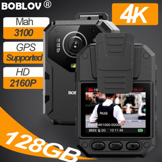 Boblov B4K1 กล้องบันทึกวิดีโอดิจิทัล 4K พร้อม GPS HD 2196P 128GB 3100mAh เวอร์ชั่นกลางคืน แบบพกพา