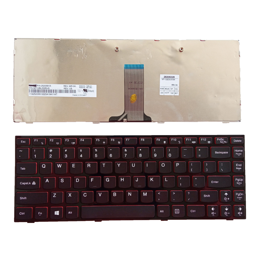 สําหรับ Lenovo Ideapad Y400 Y410 Y430P Y400P Y410P Y400N US แป้นพิมพ์สีแดงไม่มี backlit