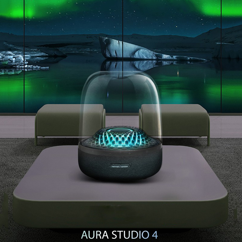 Harman/kardon Aura Studio 4 ลําโพงซับวูฟเฟอร์บลูทูธ Music Glass 4 Generation พลังงานสูง สีดํา