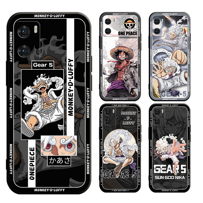 เคส OPPO A17 A77s A77 A15 A15S A57 A76 A96 A16K A16e A95 A16 2021 A74 A53 A33 2020 โทรศัพท์มือถือแบบนิ่ม ลายเกียร์ลูฟี่ 5 สําหรับ