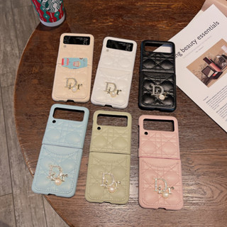 เคสโทรศัพท์มือถือหนัง ฝาพับ ป้องกัน ประดับเพชร พร้อมช่องใส่บัตร สําหรับ Samsung zflip5 Z Flip4