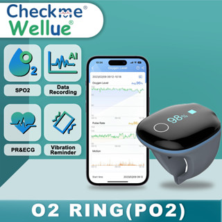 Wellue เครื่องวัดชีพจรออกซิเจนในเลือด O2 บลูทูธ O2 SpO2 &amp; PR แบบชาร์จไฟได้ บันทึกต่อเนื่อง