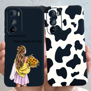 เคสโทรศัพท์มือถือ ซิลิโคนนิ่ม ลายวัวน่ารัก สีดํา สําหรับ Motorola Edge 30 5G Edge 30 Pro 5G