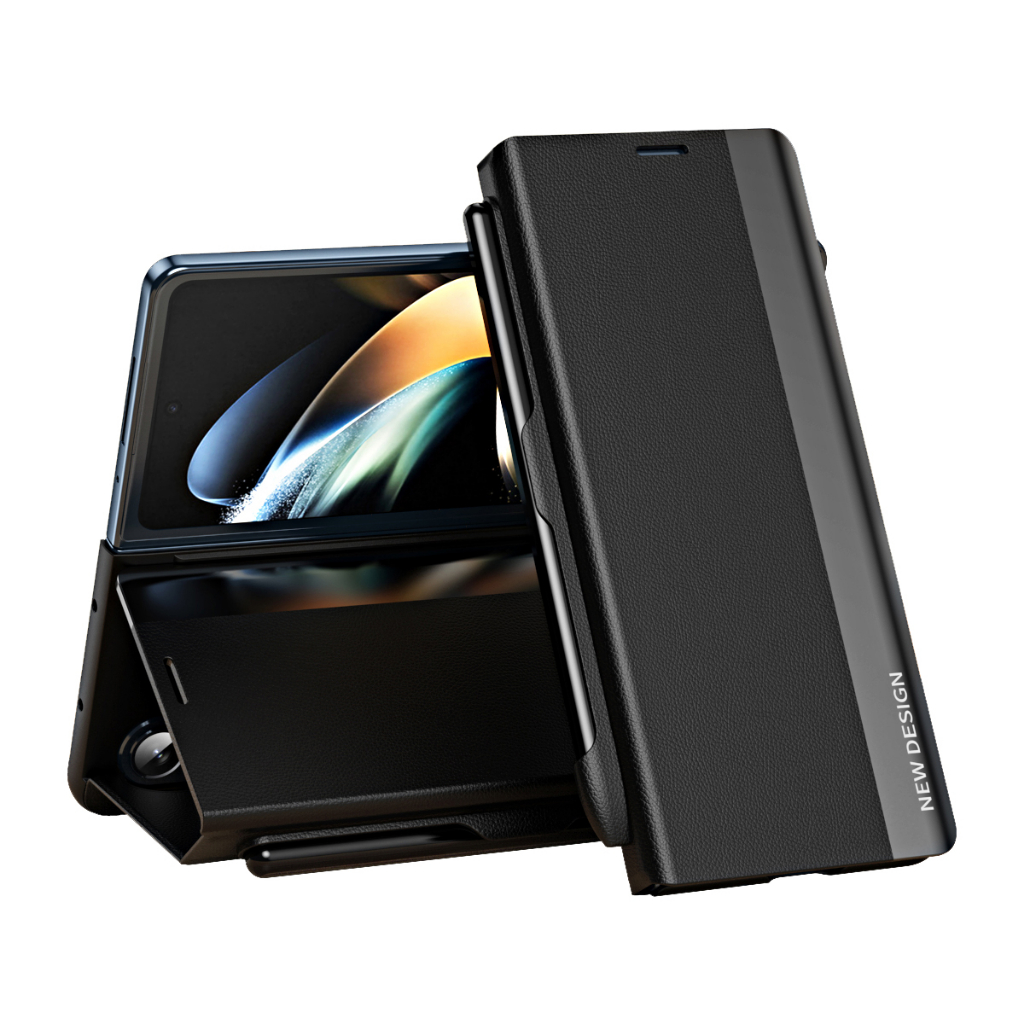 SAMSUNG พับBracketซองหนังสําหรับSamsung Galaxy Zพับ 8 Ultra 7 6 5 4 3 2 พร้อมปากกาSแบบบูรณาการฝาครอบ
