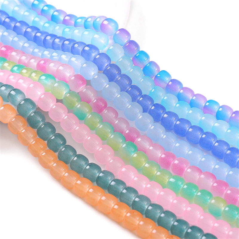 8x7 มม.30 ชิ้น/ถุงแก้วเลียนแบบหยกหลวมลูกปัดสําหรับเครื่องประดับทํา ทําเอง สร้อยข้อมือสร้อยคออุปกรณ์เสริม - รูปที่ 2