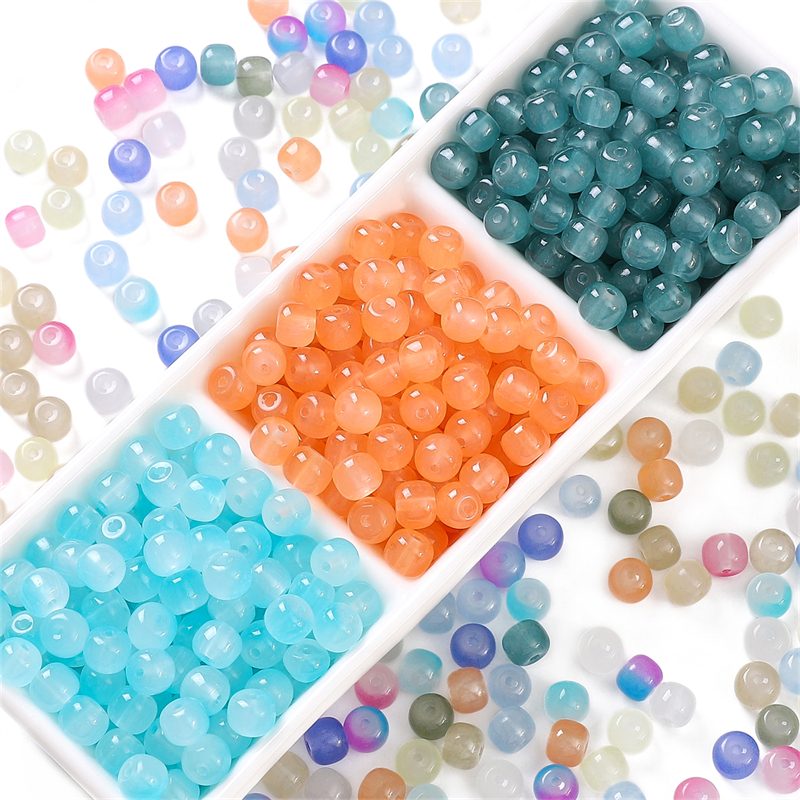 8x7 มม.30 ชิ้น/ถุงแก้วเลียนแบบหยกหลวมลูกปัดสําหรับเครื่องประดับทํา ทําเอง สร้อยข้อมือสร้อยคออุปกรณ์เสริม - รูปที่ 4