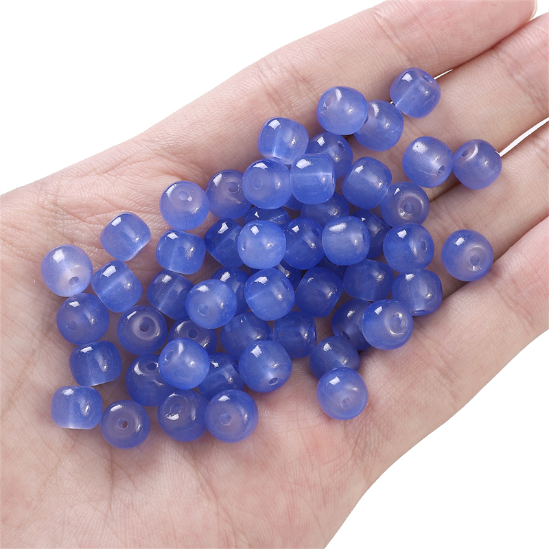 8x7 มม.30 ชิ้น/ถุงแก้วเลียนแบบหยกหลวมลูกปัดสําหรับเครื่องประดับทํา ทําเอง สร้อยข้อมือสร้อยคออุปกรณ์เสริม - รูปที่ 7