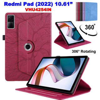 เคสแท็บเล็ต แบบพับได้ 360 องศา สําหรับ Xiaomi Redmi Pad (2022) 10.61 นิ้ว VHU4254IN 5G° เคสหนัง ลายนูน หมุนได้ แฟชั่น