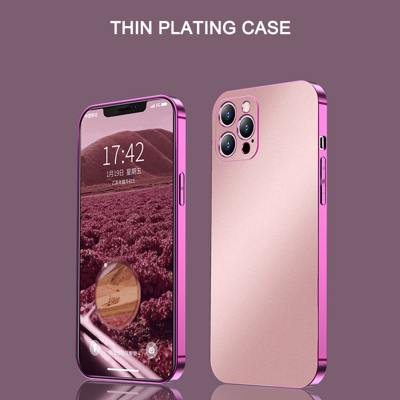 เคสโทรศัพท์มือถือชุบทอง แบบนิ่ม กรอบตรง สําหรับ IPhone 15 12 Pro Max PLUS 11 11 Pro Max 8 7 6s 6Plus