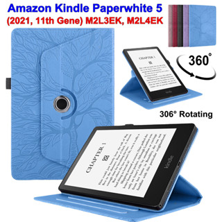 เคสป้องกัน แบบฝาพับ ตั้งได้ 360 องศา สําหรับ Amazon Kindle Paperwhite 5 2021 11th Gen 6.8 นิ้ว M2L3EK M2L4EK° เคสหนัง ลายนูน หมุนได้ แฟชั่น