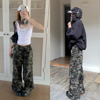 Loose and versatile camouflage work clothes, casual pants, wide pants, straight leg pants