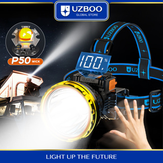 Uzboo ไฟฉายคาดศีรษะฉุกเฉิน P50 ชาร์จ USB พร้อมที่ชาร์จโทรศัพท์