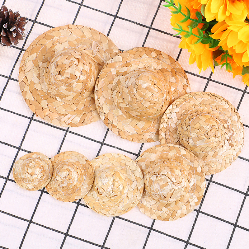 Kts ใหม่ หมวกฟางทอมือ ขนาดเล็ก เครื่องประดับ สําหรับตกแต่งตุ๊กตา DIY 2 ชิ้น