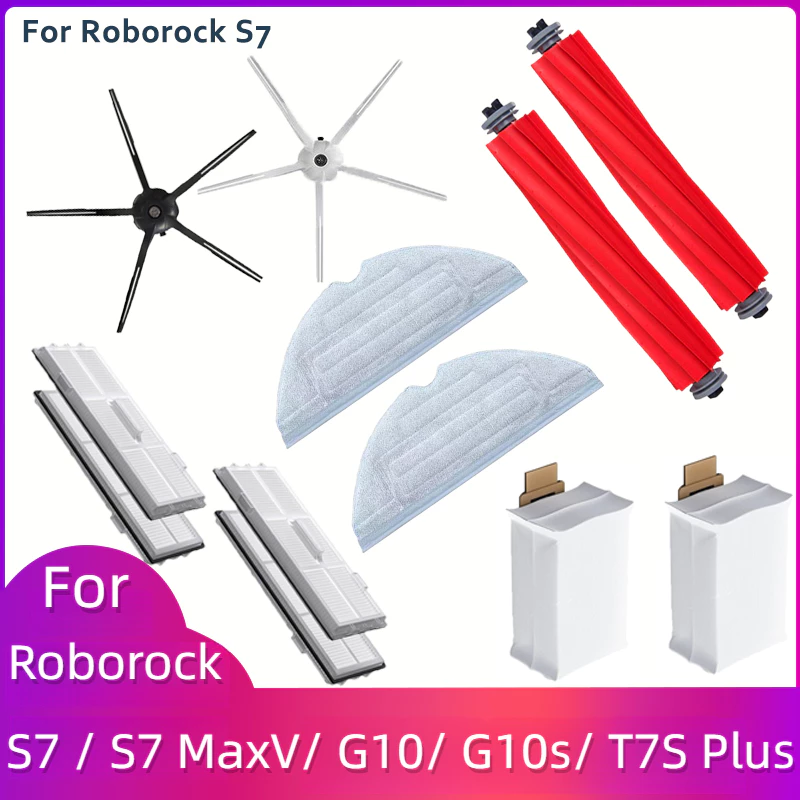 Roborock S7 S7 MaxV G10 G10s T7S Plus อุปกรณ์เสริมเครื่องดูดฝุ่นหุ่นยนต์ของ แปรงหลัก แปรงด้านข้าง กรอง ผ้าขี้ริ้ว ถุงเก็บฝุ่น
