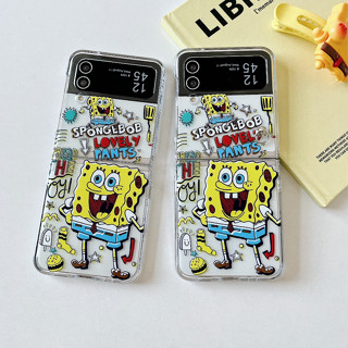 เคสโทรศัพท์มือถือ แบบใส ลาย SpongeBob SquarePan น่ารัก สําหรับ Samsung Z Filp 4 3