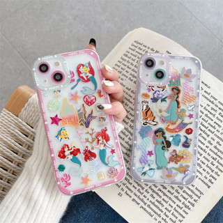 เคสโทรศัพท์มือถือ แบบใส ลายการ์ตูนเจ้าหญิงจัสมิน และนางเงือก สําหรับ iPhone 13 Promax Apple 14 11 12 XR