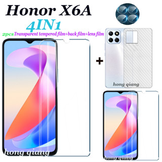 (4IN1) ฟิล์มกระจกนิรภัยใส 2 หน้าจอ ฟิล์มด้านหลัง ฟิล์มเลนส์ สําหรับ Honor X6A Honor X7A Honor X8A Honor X6 Honor X8