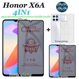 (4in1) ฟิล์มกระจกนิรภัยกันรอยหน้าจอ คาร์บอนไฟเบอร์ กันแอบมอง สําหรับ Honor X6A Honor X8A Honor X7A X6 X8 2 ชิ้น