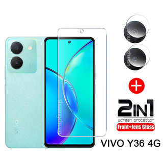 2in1 ฟิล์มกระจกนิรภัยกันรอยหน้าจอ + ฟิล์มเลนส์กล้อง สําหรับ VIVO Y36