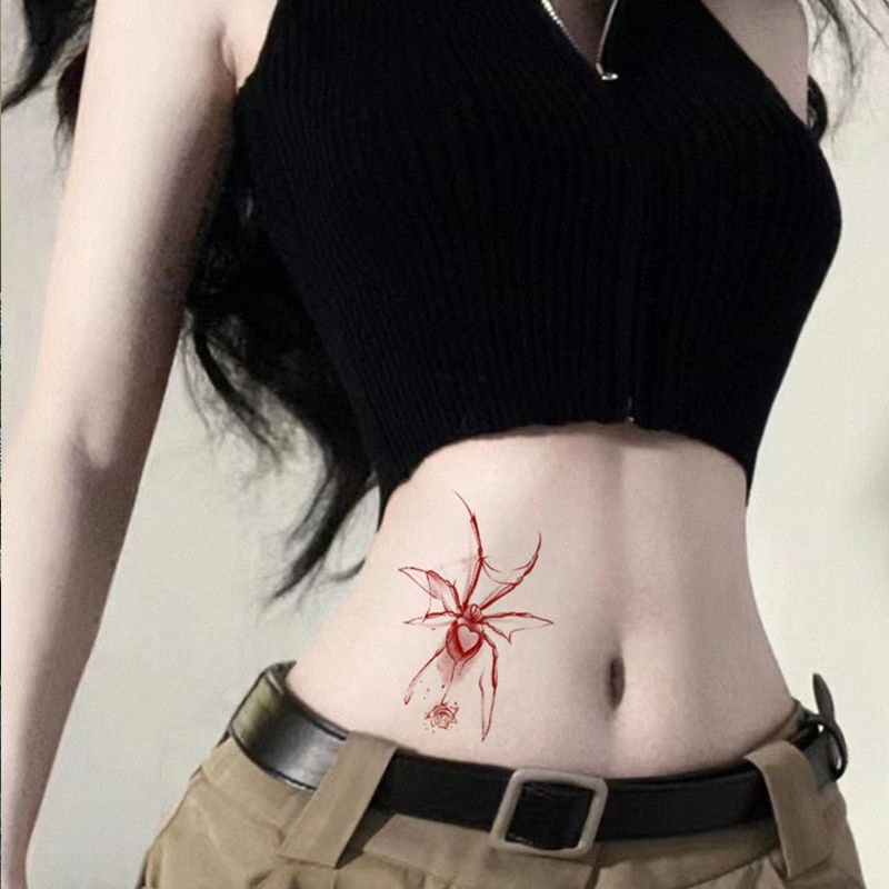 สติกเกอร์รอยสักชั่วคราว รอยสักชั่วคราว ลายดอกกุหลาบ แมงมุม เซ็กซี่ กันน้ํา ใช้ได้นาน 7 วัน