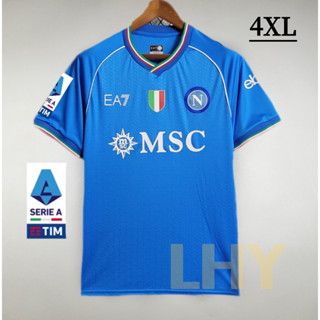 เสื้อกีฬาแขนสั้น ลายทีมชาติฟุตบอล Napoli 23-24 ไซซ์ 4XL ชุดเหย้า สําหรับผู้ชาย