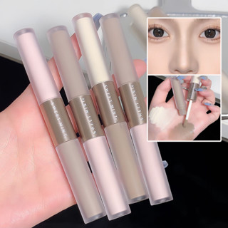 2 In 1 คอนทัวร์ไฮไลท์ เนื้อแมตต์ สีน้ําตาล สีเทา สีน้ําตาล สําหรับแต่งหน้า