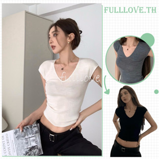 Fulllove เสื้อเซ็กซี่แขนสั้นสำหรับสาวฮอตที่เข้าชุดง่ายY2K crop top