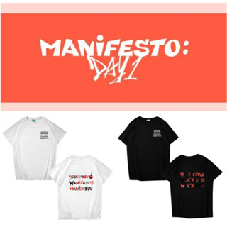 เสื้อยืดคอกลม แขนสั้น ผ้าฝ้าย พิมพ์ลายตัวอักษร ENHYPEN MANIFESTO ทรงหลวม สไตล์เกาหลี สําหรับผู้ชาย และผู้หญิง