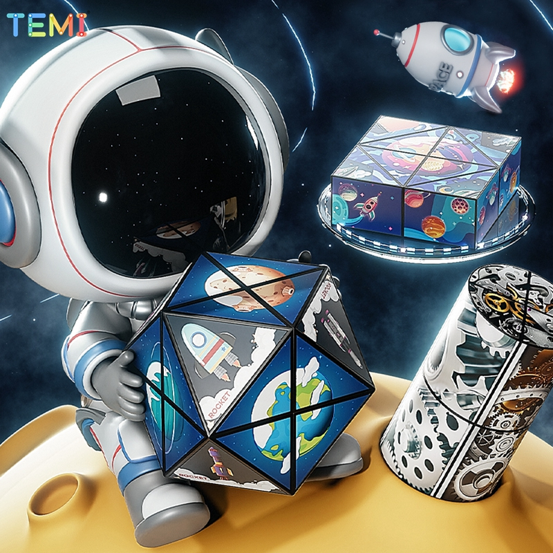 TEMI ของเล่นฝึกสมาธิ ลูกบาศก์รูบิค3D ทรงเลขาคณิต สามมิติ วาไรตี้ Rubik's Cube ของเล่นลูกบาศก์แม่เหล็ก