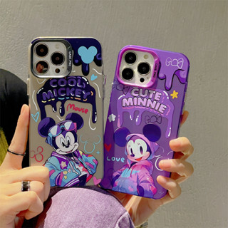 New cartoon figure Mickey Minnie plating phone case for iphone 14 14pro 14promax 13 13pro 13promax Cute style doodles fashion Official new design for 2023 12 12pro 12promax 11 High quality fall proof material For men girl Couple phone case Frosted