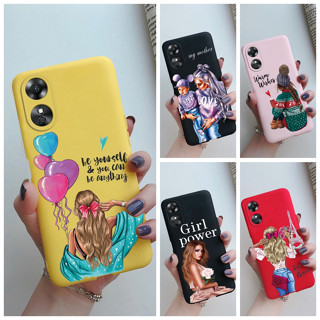 เคส OPPO A17 A17K เคสกันกระแทก ซิลิโคนนิ่ม แฟชั่น ลายสาวสวย