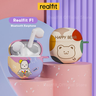 Realfit F1 TWS หูฟังบลูทูธไร้สาย 5.3 พร้อมไมโครโฟน สําหรับเล่นเกม