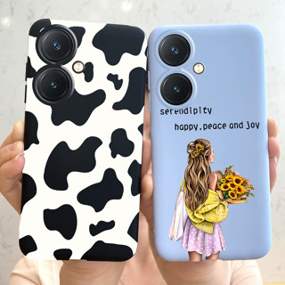 เคสโทรศัพท์มือถือ ซิลิโคนนิ่ม ผิวด้าน ลายวัวน่ารัก สําหรับ Vivo Y27 5G Y 27 4G V2249 Y27 4G 5G