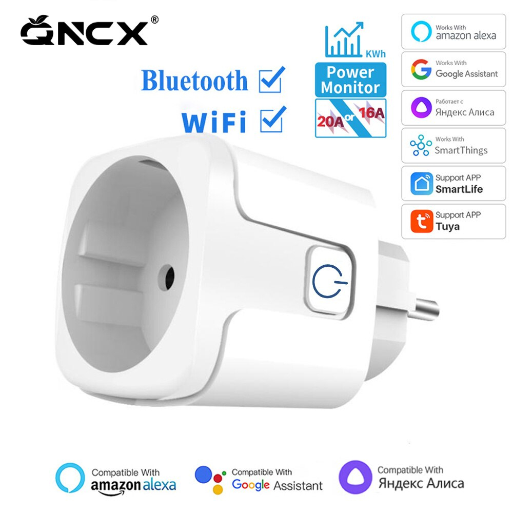 Tuya ปลั๊กไฟอัจฉริยะ WiFi 20A 220V ควบคุมด้วยเสียง ตั้งเวลาได้ พร้อมมอนิเตอร์พลังงาน สําหรับ Alexa Google Assitant