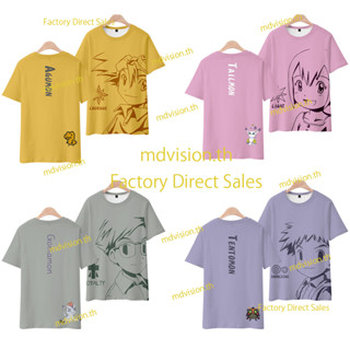 ใหม่ เสื้อยืดแขนสั้นลําลอง พิมพ์ลายอนิเมะ Digimon Adventure 3 มิติ ทรงหลวม สไตล์ญี่ปุ่น สําหรับผู้ชาย และผู้หญิง