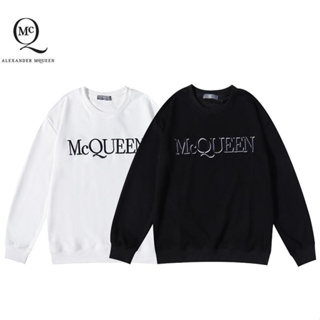 Mcquee เสื้อกันหนาว คอกลม ผ้าฝ้าย มีฮู้ด ปักลาย มีสไตล์ สําหรับทุกเพศ