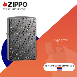 Zippo ไฟแช็ก ทรงเกราะเรขาคณิต กันลม สีดํา 49173