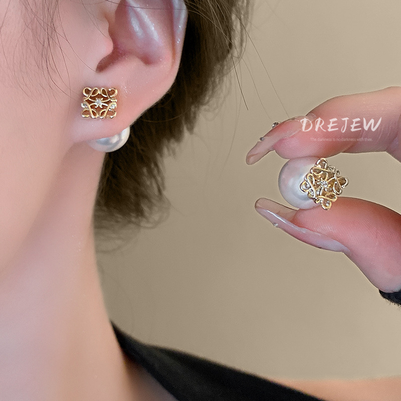 DREJEW ต่างหูเข็มเงิน ชุบไฟฟ้า ประดับมุก หรูหรา สไตล์ฝรั่งเศส ระดับไฮเอนด์ แฟชั่นสําหรับผู้หญิง