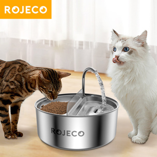 Rojeco เครื่องจ่ายน้ําพุ และน้ําดื่ม สเตนเลส 3.2 ลิตร 2 In 1 สําหรับสัตว์เลี้ยง สุนัข แมว