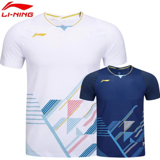 LI NING เสื้อกีฬาแบดมินตันแขนสั้น ระบายอากาศได้ดี แบบแห้งเร็ว สําหรับเด็กผู้ชาย และผู้หญิง 2023