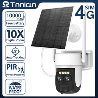 Tnnian กล้องวงจรปิดไร้สาย 2K 8MP 4G SIM ซูมได้ 10X WIFI พลังงานแสงอาทิตย์ ตรวจจับการเคลื่อนไหว PIR กันน้ํา สําหรับกลางแจ้ง