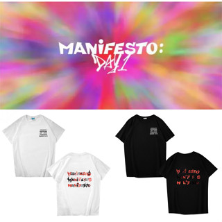 Enhypen MANIFESTO เสื้อยืดคอกลม แขนสั้น ผ้าฝ้าย พิมพ์ลายตัวอักษร JAKE idol สีดํา และสีขาว แฟชั่นสําหรับผู้ชาย และผู้หญิง