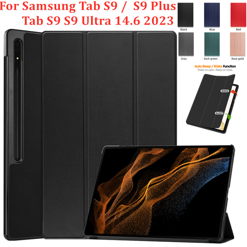 เคสแท็บเล็ต ฝาพับแม่เหล็ก ตั้งหลับอัตโนมัติ สําหรับ Samsung Tab S9 Plus 12.4 Case 2023 Galaxy Tab S9 11 S9 Ultra 14.6 2023